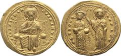 Byzantine Romanus III. Solidus; Romanus III; Constantinople, 1028-1034 AD, Solidus, 4.40g. S-1819, Berk-295. Obv: Christ enthroned facing, wearing nimbus, pallium and colobium, raising hand in benedic