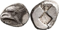 Ancient Greek Paphlagonia, Sinope. Drachm; Paphlagonia, Sinope; c. 425-410 BC, Drachm, 5.93g. SNG Aulock-6837, SNG BM-, SNG Lockett-2754. Obv: Eagle head l. Rx: Quadripartite square incuse, two altern