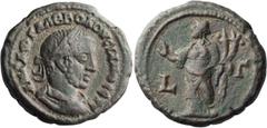 Roman Imperial Volusian. ; Volusian; 251-253 AD, Alexandria, Year 3 = 252/3 AD, Billon Tetradrachm, 11.06g. Emmett-3685/3 (R4). Obv: Laureate, draped, cuirassed bust of Volusian r. Rx: Homonoia (Conco