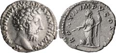 Roman Imperial Marcus Aurelius. Denarius; Marcus Aurelius; 161-180 AD, Rome, 168 AD, Denarius, 3.06g. BM-470. Obv: M - ANTONINVS AVG ARM PARTH MAX Head bare r. Rx: TR P XXII IMP V COS III around, Prov