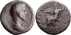 Roman Imperial Marcus Aurelius as Caesar. 40-as; Marcus Aurelius as Caesar; 139-161 AD, Rome, c. 150 AD, As, 10.00g. Strack-1043 (4 spec., including 2 with same bust type as ours). Obv: [AVRELIVS] CAE