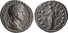 Roman Imperial Marcus Aurelius. Dupondius; Marcus Aurelius; 161-180 AD, Rome, 161 AD, Dupondius, 10.43g. Cf. BMC-p. 519, *. Obv: IMP CAES M AVREL ANTONINVS AVG Bust radiate, draped r. Rx: PROV DEOR TR