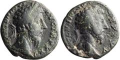 Roman Imperial Marcus Aurelius. 40-as; Marcus Aurelius; 161-180 AD, Rome, 171 AD, As, 9.17g. BMC-p. 685. Obv: M ANTONINV[S] - AVG TR P XXV Head laureate r. Rx: M ANTONINVS AVG - TR P XXV Head laureate