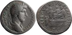 Roman Imperial Lucius Verus. Sestertius; Lucius Verus; 161-169 AD, Rome, 161 AD, Sestertius, 23.26g. BMC-863. Obv: IMP CAES L - AVREL VERVS AVG Bust laureate, draped, cuirassed r. Rx: LIB AVGVSTOR TR 