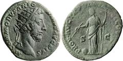 Roman Imperial Commodus. ; Commodus; 177-192 AD, 183 AD, 11.04g. BMC-p. 788 corr. Obv: M COMMODVS ANTO - NINVS AVG PIVS Head radiate r. Rx: PROV AVG TR P VI[II IMP V]I COS IIII P P around, Providentia