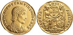 Roman Imperial Constantius Gallus as Caesar. Solidus; Constantius Gallus as Caesar; 351-354 AD, Constantinople, Solidus, 4.51g. RIC-97 (R3). Obv: D N FL CL CONSTANTIVS NOB CAES Bare-headed, draped, cu