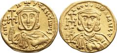 Byzantine Constantine V. Solidus; Constantine V; 741-775 AD. Constantinople, c. 741-51 AD, Solidus, 4.40g. Berk-225, Sear-1550. Obv: G N CO - N - StANtINUC Crowned frontal bust of Constantine V with s
