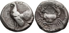 Ancient Greek Sicily, Himera. Didrachm; Sicily, Himera; c. 480-470 BC, Didrachm, 8.49g. Westermark-33, SNG ANS-157. Obv: Cock standing l., HIMERA in faint letters before. Rx: Crab within shallow incus