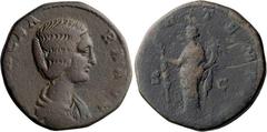 Roman Imperial Didia Clara. Sestertius; Didia Clara; Rome, Sestertius, 21.58g. BM-38, pl. 4.7 (same rev. die); C-4 (50 Fr.); RIC-20 (R2). Obv: [DIDIA] CLA - RA AVG Bust draped r. Rx: [HILAR] - TEMP[OR