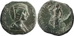 Roman Imperial Julia Domna. Sestertius; Julia Domna; Rome, 197 AD, Sestertius, 21.97g. BMC-p. 307, citing C-28 (Paris). Obv: IVLIA - A[VGVSTA], Bust draped r. Rx: DIANA - [AVGVSTA] around, S - C acros