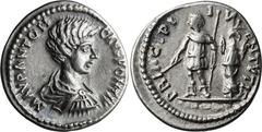 Roman Imperial Caracalla as Caesar. Denarius; Caracalla as Caesar; 195-198 AD, New-style Eastern Mint, 197 AD, Denarius, 3.08g. BM-458, pl. 19.15. Obv: M AVR ANTON - CAES PONTIF, Bare-headed, draped, 