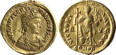 Roman Imperial Valentinian III. Solidus; Valentinian III; 425-455 AD, Ravenna, ca. 426-455 AD, Solidus, 4.46g. RIC-2018, Depeyrot-17/1. Obv: Rosette-diademed, draped, and cuirassed bust right. Rx: Val
