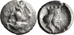 Ancient Greek Uncertain Mint in Cilicia. Archaic Tetartemorion; Uncertain Mint in Cilicia; 4th Century BC, Tetartemorion, 0.16g. cf. Troxell & Kagan-4, SNG Paris -, SNG Levante -, Sunrise-93. Obv: Kin