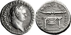 Roman Imperial Titus. Denarius; Titus; 79-81 AD, Rome, 80 AD, Denarius, 3.00g. BM-51 var., Paris-43, C-316, RIC-119 (C2). Obv: IMP TITVS CAES VESPASIAN AVG P M. Head laureate r. Rx: TR P [IX IMP XV C]