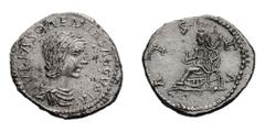 Julia Soaemias, plated ancient imitation; Fourrée Denarius, 3.40g. RIC-248, BM p. 539, f (ancient forgery). Obv: IVLIΛ SOΛEMIΛS ΛVGVSTΛ Bust draped r. Rx: ΛES - TΛ (sic) Vesta seated l. holding ladle 