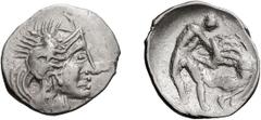 Lucania, Heraclea, Contemporary Imitation; 380-218 BC, Diobol, 1.02g. SNG Cop-1128 var. Obv: Helmeted head of Athena r. Rx: Heracles wrestling Nemean lion.The obverse in interesting style The obverse 