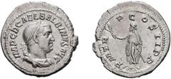 Balbinus; 238 AD, Rome, Denarius, 3.32g. BM-26, C-20 (10 Fr.), RIC-5. Obv: IMP C D CAEL BALBINVS AVG Bust laureate, draped, cuirassed r., seen from front. Rx: P M TR - P COS II P P The Genius of the S