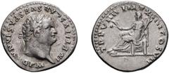 Titus; 79-81 AD, Rome, c. July 79 AD, Denarius, 3.06g. RIC-6 (R2), Paris-1, BMC-p. 432, RSC-270a. Obv: IMP TITVS CAES VESPASIAN AVG P M Head laureate r. Rx: TR P VIIII IMP XIIII COS VII Ceres seated l
