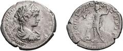 Caracalla; 198-217 AD, Rome, 199 AD, Denarius, Bust var. of BMC-p. 184 and RSC-406a. Obv: IMP CAES M AVR - ANT AVG P TR P Bust laureate, draped, cuirassed r. Rx: PONTI - FE - X - TR P II Caracalla sta