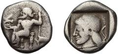 Greek Arcadia, Cleitor. Achaean League Hemidrachm, ex BCD; Arcadia, Cleitor; 479-470 BC, Hemidrachm, 2.82g. BCD-1395. Obv: Zeus seated holding eagle, Rx: Head of Kallisto left wearing taenia necklace.