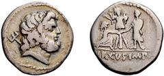 Imperatorial L. Staius Murcus. Denarius; L. Staius Murcus; 42-41 BC, Denarius, 3.73g. Cr-510/1, Syd-1315 (R8), RSC Statia-1, Sear Imperators-337. Obv: Head of Neptune r., with trident over shoulder. R