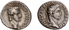 Roman Caligula and Divus Augustus. Denarius; Caligula and Divus Augustus; 37-41 AD, Lugdunum, 37-8 AD, Denarius, 3.62g. BM-10, Paris-9, C-3 (12 Fr.), RIC-10 (R2). Obv: C CAESAR AVG GERM P M TR [POT] B