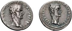 Roman Caligula and Germanicus. Denarius; Caligula and Germanicus; 37-41 AD, Lugdunum, 37-8 AD, Denarius, 3.67g. BM-19, Paris-15, C-2 (25 Fr.), RIC-18 (R2). Obv: C CAESAR AVG GERM P M TR POT Laureate h
