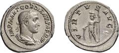 Roman Gordian II Africanus. Denarius; Gordian II Africanus; 238 AD, Rome, Denarius, 2.52g. BM-30, RIC-3 (R2), C-14 (120 Fr.). Obv: IMP M ANT GORDIANVS AFR AVG Bust laureate, draped, cuirassed r. Rx: V