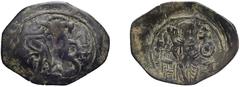 Byzantine Andronicus II. Trachy; Andronicus II; 1282-1328 AD, Thessalonica, Trachy, 1.59g. Sear/Bendall-2369 var., DO-(729 var.). Obv: Unclear type, flanked by large reversed B and large B. Rx: Empero