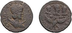 Roman Herennia Etruscilla. ; Herennia Etruscilla; Cremna, Pisidia, AE 37-38, 16.10g. Aulock, Pisidien II-1464/73 (10 spec.); RPC-972, spec. 9 (this coin). Obv: EREN ETRVSCILLA AVG Bust draped r. weari