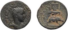 Roman Herennius Etruscus as Augustus. AE 26; Herennius Etruscus as Augustus; 251 AD, Aelia Capitolina, Judaea, AE 26, 11.94g. RPC-2189 (8 spec., including ours). Obv: C M Q DECIVS ETRVSCVS AVG Radiate