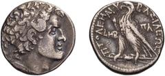 Ancient Greek Silver Ptolemaic, Ptolemy VIII, 145-116 BC. Tetradrachm; Ptolemaic, Ptolemy VIII, 145-116 BC; Paphos, Year 42 = 129/8 BC, Tetradrachm, 14.15g. SNG Cop-625. Obv: Diademed head of Ptolemy 