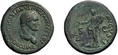 Roman Bronzes Vespasian. Sestertius; Vespasian; 69-79 AD, Rome, 71 AD, Sestertius, 27.57g. RIC-98 (R2); bust var. of BM-772, pl. 34.3. Obv: IMP CAESAR VESPASIANVS AVG P M T P P P COS III Bust laureate