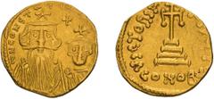 Byzantine Gold Constans II. Solidus; Constans II; 641-668 AD. Constantinople, c. April 654-659 AD, Solidus, 4.24g. MIB-27, Sear-961. Obv: Facing busts of Constans II (on l. with long beard) and Consta