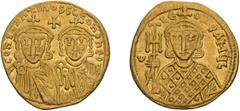 Byzantine Gold Constantine V with Leo III and Leo IV. Solidus; Constantine V with Leo III and Leo IV; 741-775 AD, Constantinople, Solidus, 4.40g. Berk-227, Sear-1551, DO-2d1. Obv: COnSTAnTInOS S LEOn 