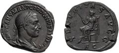 Roman Bronze Gordian I Africanus. Sestertius; Gordian I Africanus; 238 AD, Sestertius, Rome, 20.73g. BM-12, C-11 (70 Fr.), RIC-11 (R). Obv: IMP CAES M ANT GORDIANVS AFR AVG Bust laureate, draped, cuir