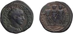 Roman Provincial Gordian III. AE 30; Gordian III; 238-244 AD, Hadrianopolis, Thrace, AE 30, 14.51g. Jurukova-450 (V227/R436), Varbanov-3786 (same dies). Obv: AVT K M ANT - GOP?IANOC AVG Bust radiate, 