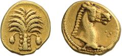 Ancient Gold Zeugitania, Carthage. Gold 1/10 Stater; Zeugitania, Carthage; 350-320 BC, 1/10 Stater, 0.90g. Jenkins & Lewis Group III, 159-173; Sear-6455. Obv: Palm tree with two bunches of dates. Rx: 