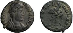 Roman Imperial Theodora. AE 4; Theodora; Trier, 337-40 AD, AE 4, 1.25g. C-4 (4 Fr.), cf. RIC-91 (C2). Obv: FL MAX [THEO] - DORAE AVG Bust draped r. Rx: PIETAS - ROMANA Pietas standing l., head r., hol
