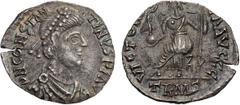 Roman Imperial Constantine III. Siliqua; Constantine III; 407-411 AD, Trier, 407-8 AD, Siliqua, 1.26g. RIC-1533 (S), C-4 (20 Fr.). Obv: D N CONSTAN - TINVS P F AVG Pearl - diademed, draped, cuirassed 