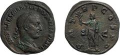 Roman Imperial Gordian I Africanus. Sestertius; Gordian I Africanus; 238 AD, Rome, Sestertius, 23.59g. BM-4, C-3 (70 Fr.), RIC-7 (R ). Obv: IMP CAES M ANT GORDIANVS AFR AVG Bust laureate, draped, cuir