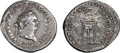 Roman Silver Titus. Denarius; Titus; 79-81 AD, Rome, 80 AD, Denarius, 3.26g. RIC-131 (R), BM-82, Paris-66, RSC-323a. Obv: IMP TITVS CAES VESPASIAN AVG P M. Head laureate r. Rx: TR P IX IMP XV - COS VI