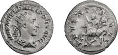 Roman Silver Philip I. Antoninianus; Philip I; 244-249 AD, Rome, 245 AD, Antoninianus, 4.31g. RIC-26b, C-3. Obv: IMP M IVL PHILIPPVS AVG Bust radiate, draped, cuirassed r. Rx: ADVENTVS AVGG Philip on 