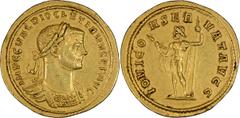 Ancient Gold Diocletian. Aureus; Diocletian; 284-305 AD, Rome, 286 AD, Aureus, 4.95g. Depeyrot-2D/1, p. 78 (15 spec.); RIC-134; C-216 (80 Fr.). Obv: IMP C C VAL DIOCLETIANVS P F AVG Bust laureate, cui