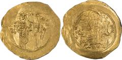 Ancient Gold John II. 1/4 Hyperpyron; John II; 1118-1143 AD. Constantinople, Hyperpyron, 4.31g. Berk-343, Sear-1940. Obv: Christ wearing nimbus with cross, seated facing on throne with back, holding b