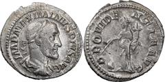 Roman Imperial Maximinus I Thrax. Denarius; Maximinus I Thrax; 235-238 AD, Rome, 235-6 AD, Denarius, 2.49g. BM-86, RIC-13, C-77. Obv: IMP MAXIMINVS PIVS AVG Bust laureate, draped, cuirassed, with tran