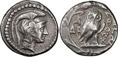 Greek Coins Attica, Athens. New Style. Achaean League Hemidrachm, ex BCD; Attica, Athens. New Style; Magistrates Diog- & Po-/No Symbol, 129/8 BC, Hemidrachm, 1.98g. Thompson-420; Demeester-73 (this co