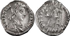 Roman Coins Arcadius. Reduced siliqua; Arcadius; 383-408 AD, Milan, 392-95 AD, Reduced Siliqua, 1.35g. RIC-32b, RSC-27b. Obv: D N ARCADI - VS P F AVG Pearl-diademed, draped, cuirassed bust r., seen fr