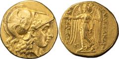 Greek Macedonia, Alexander III The Great. Stater; Macedonia, Alexander III The Great; 336-323 BC. Uncertain Eastern Mint, c. 325-300 BC, Stater, 8.57g. Price-3998. Obv: Helmeted head of Athena r., gri