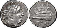 Greek Bithynia, Cius. Achaean League Hemidrachm, ex BCD; Bithynia, Cius; c. 321-300 BC, Hemidrachm, 2.32g. BM-6. Obv: Laureate head of Apollo r. Rx: Prow l., ornamented with star, magistrate's name ab